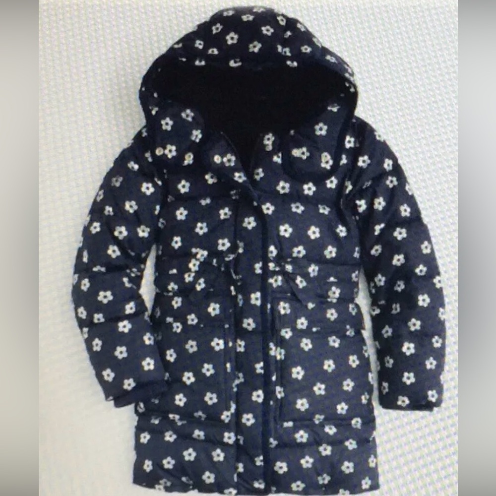 NWT J.Crew Crewcuts Girls Long Floral Puffer Coat With PrimaLoft Filling Size 14
